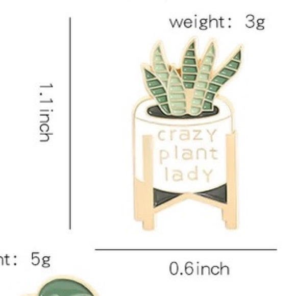 Boho Potted Snake Plant On A Stand “Crazy Plant Lady” Metal Enamel Pin Brooch - Picture 3 of 13